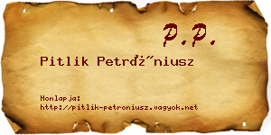 Pitlik Petróniusz névjegykártya